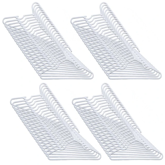 and Toddler Plastic Clothing Hangers, 100 Pack, White