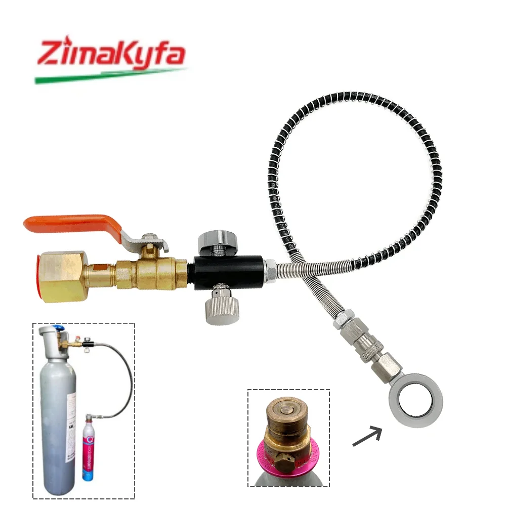 CO2 Refill Adapter For Charging Sodastream Quick Connect Cylinder from Large Carbon Dioxide Tank Bottle,Pressure Gauge Hose Line