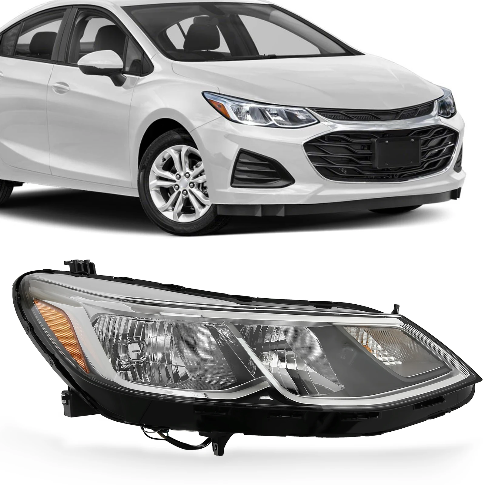 

Halogen Headlight Assembly For Chevy Cruze 2016 2017 2018 2019 Car Light Headlamp W/O Projector Passenger Right Side RH