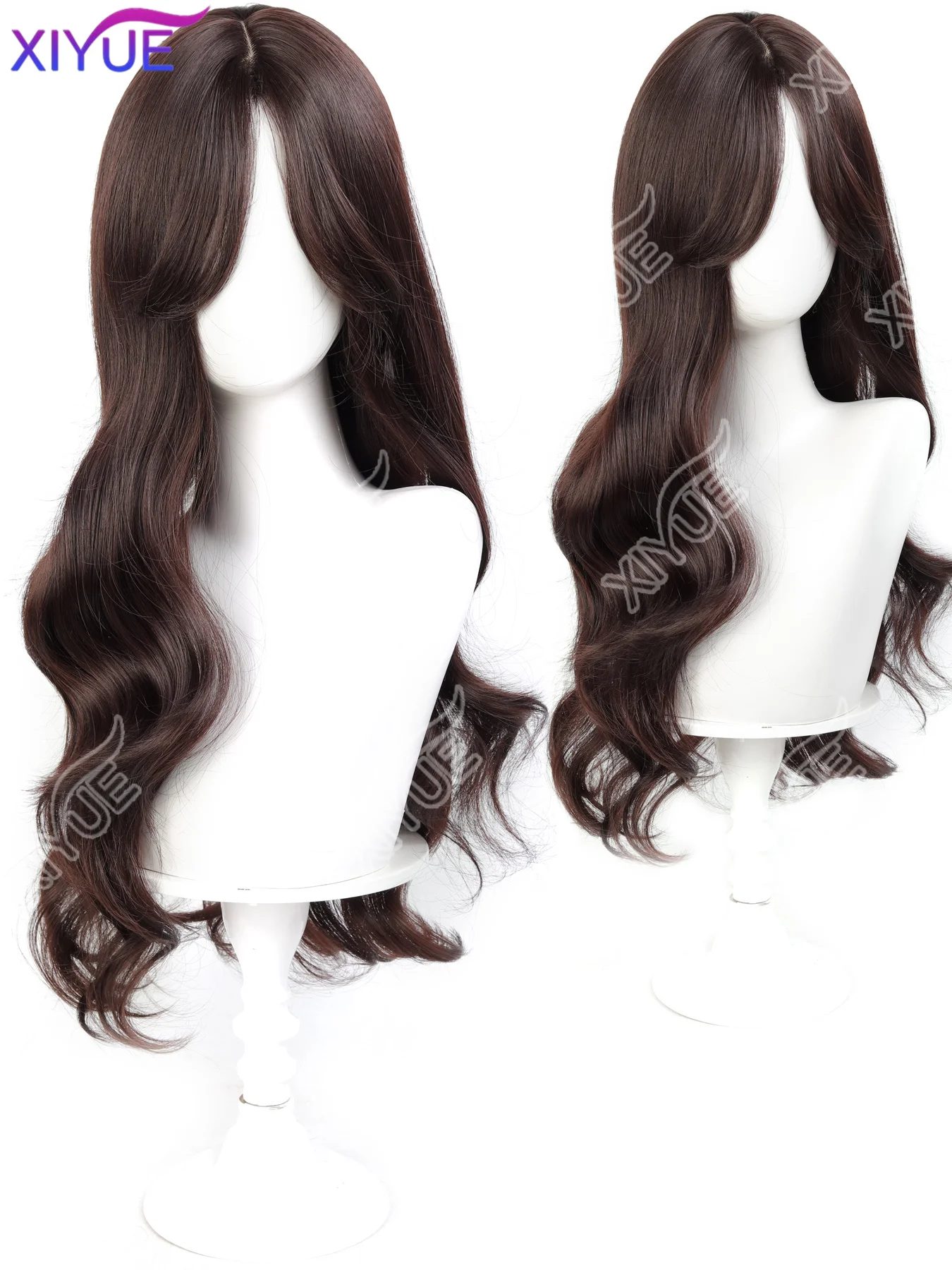 synthetic Popular Brown Ash Long Deep Wave Hair Lolita Wigs With Bangs Synthetic Wig For Women Fashion Thick Curls Wigs Girl