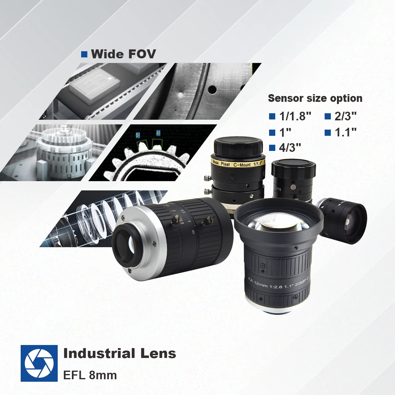 고정 초점 거리 5MP 렌즈 1인치 카메라 C 마운트 렌즈 F1.4 수동 조리개 산업용 감시 및 머신 비전 렌즈