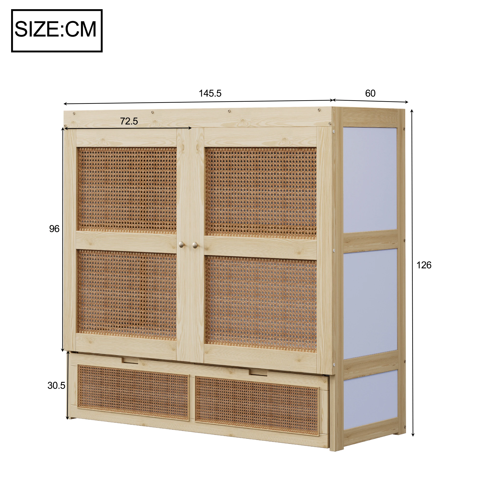 Wandbett 140 x 200 cm, Wandbett mit Lattenrost, wandmontiertes Klappbett, vertikales Wandbett mit Lattenrost, mit Stauraum – Detail 7