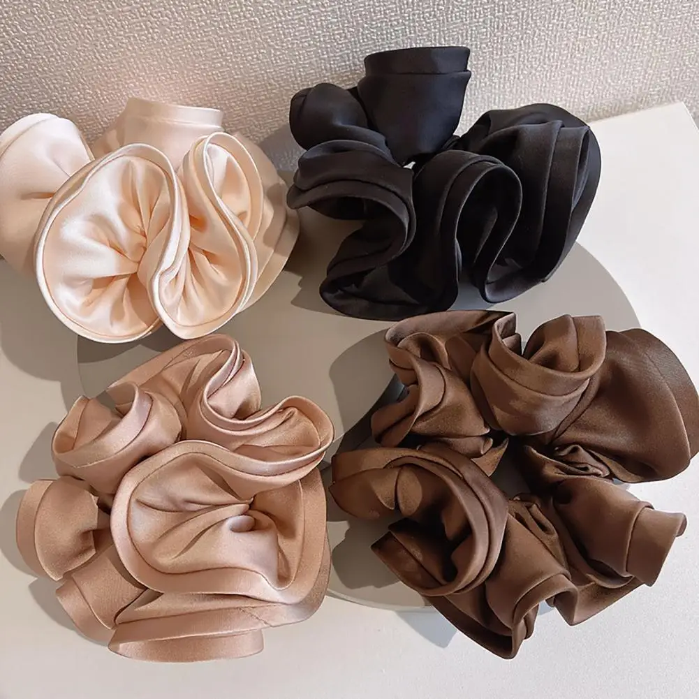 

Удобная привлекательная однотонная тканевая большая повязка для волос темпераментная повязка для хвоста эластичная для повседневной носки