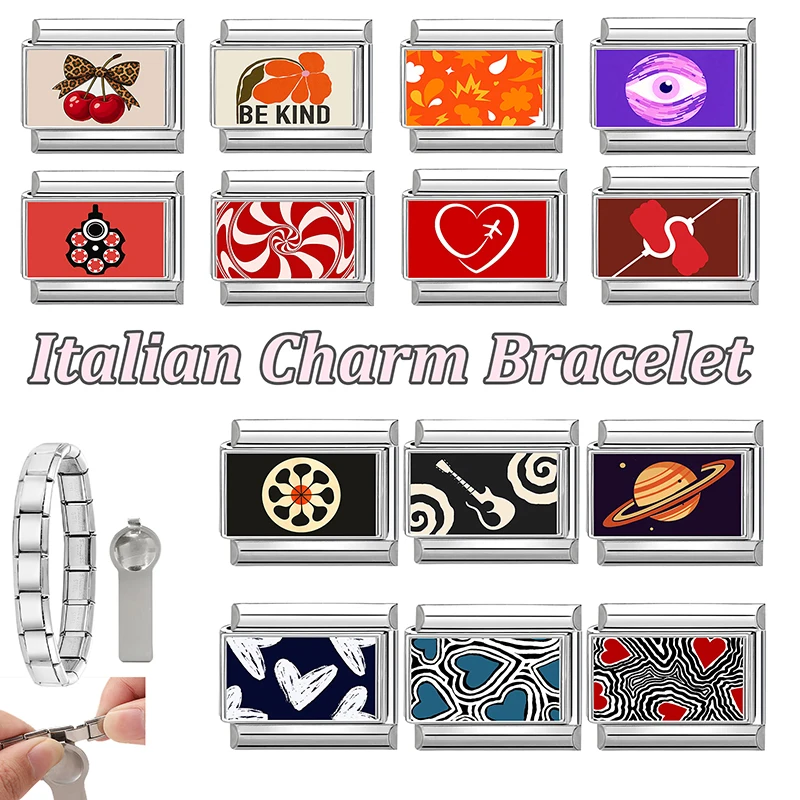 Charm Bracelet Links Fit 9MM Stainless Steel Bracelet Women Men DIY Making Gift