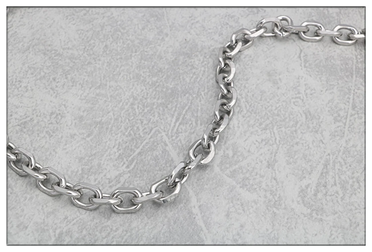 Stainless Steel Necklace Fashion Stainless Steel Batch Angle Chain Coarse Batch Angle O Word Cross Chain Necklace Clavicle Jewelry Gift