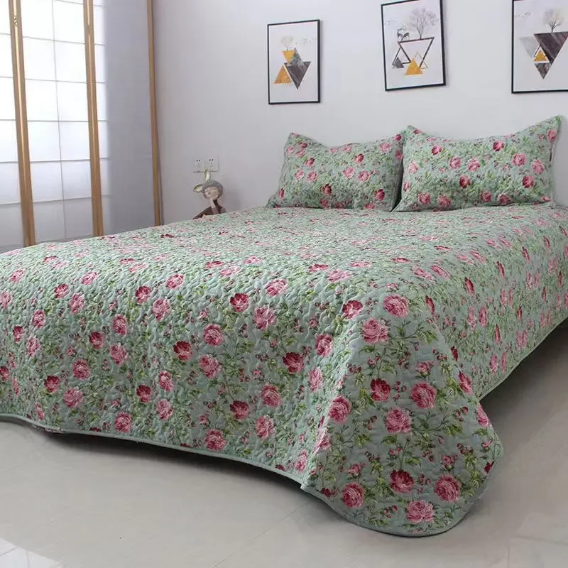 

3Pcs Bedspread Set Washed Cotton Bed Cover Pillowcase Summer Quilt Twin Queen Coverlet Single Double Bed Sheet Printed Blanket