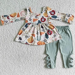 Fall Boutique Girls Clothing Long Sleeve Long Pants Set Pumpkin Halloween Baby Toddlers Girl Clothes Wholesale Children Outfits