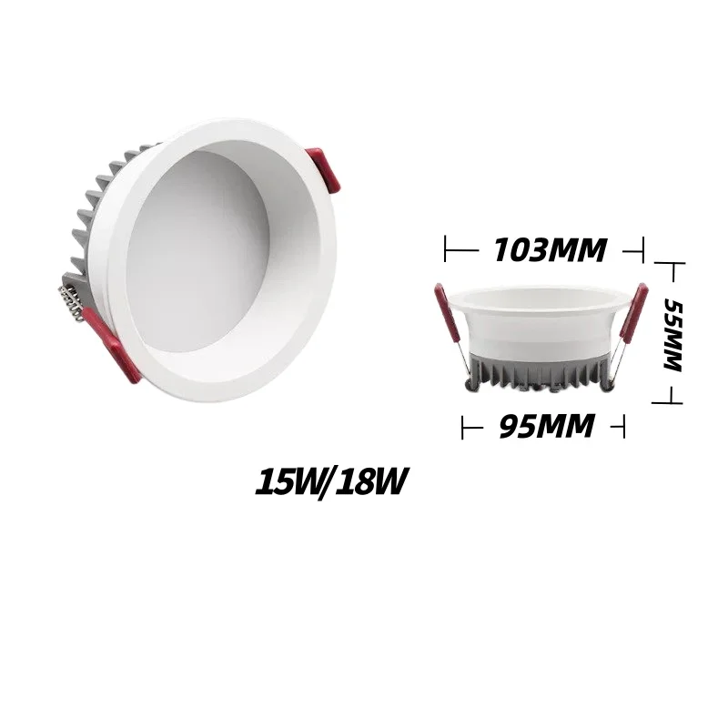 디밍이 가능한 매립형 눈부심 방지 다운라이트 LED 스팟 220V/110V 천장 원형 패널 조명 (장 가정 조명)