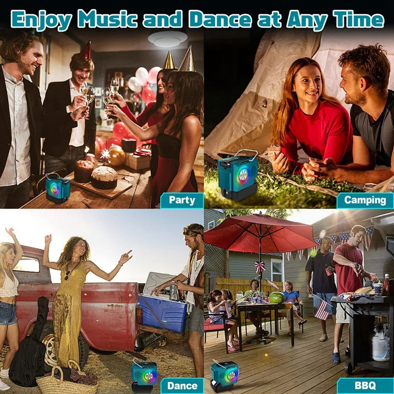 Wireless Bluetooth Speaker For 18-20V Batteries With USB Type-C Port TWS Loudspeaker Amplifier For Camping Party