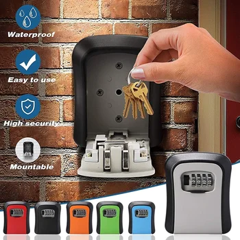 Home Key Lock Box Wall-mounted 4-digit Password Security Lock Key Storage Waterproof Storage Box for Home Office Key Storage 1