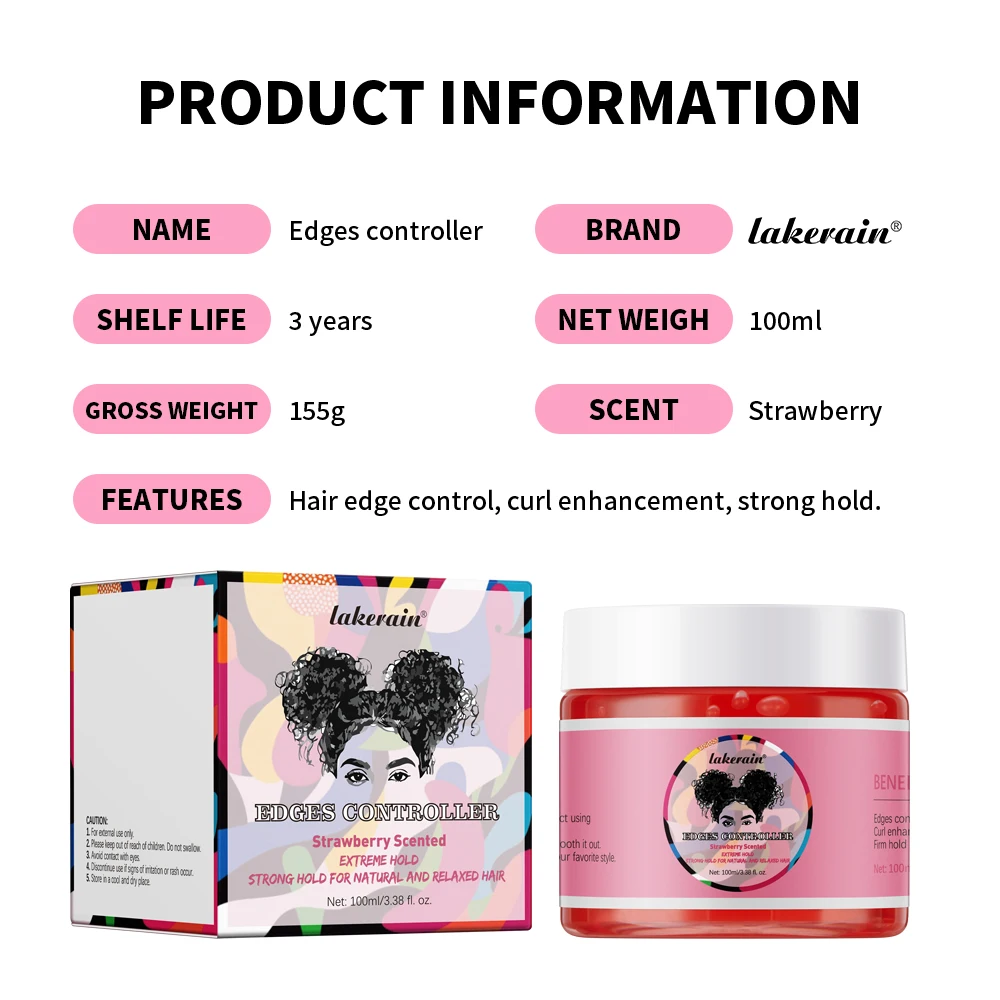 Edge Control Wax Women Strong Hold Non-greasy Edge Control Smoother Tamer Wax Styling Tamer Black Hair