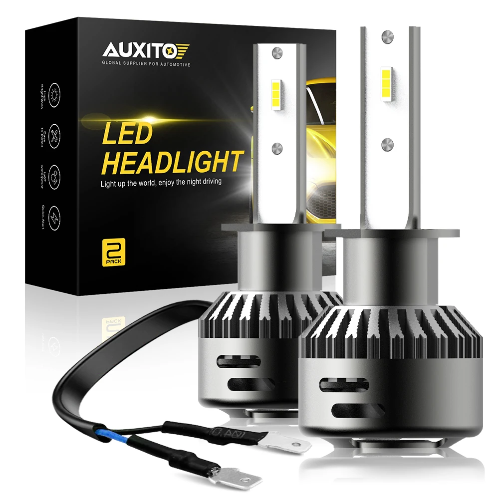 AUXITO 2Pcs 16000LM H1 LED Headlight H7 Car LED High Low Head Lamp Bulb Turbo Automobile 12V 6500K White Super Bright Waterproof led car lights led lights led bulbs led headlights led car headlights car headlamps
