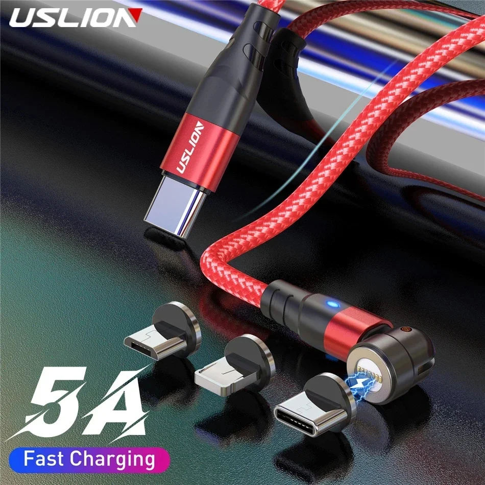 

USLION PD 60W 5A Magnetic Cable QC 4.0 Fast Charging For Huawei Type C To Type C 540 Rotation Data Charger Wire For MacBook