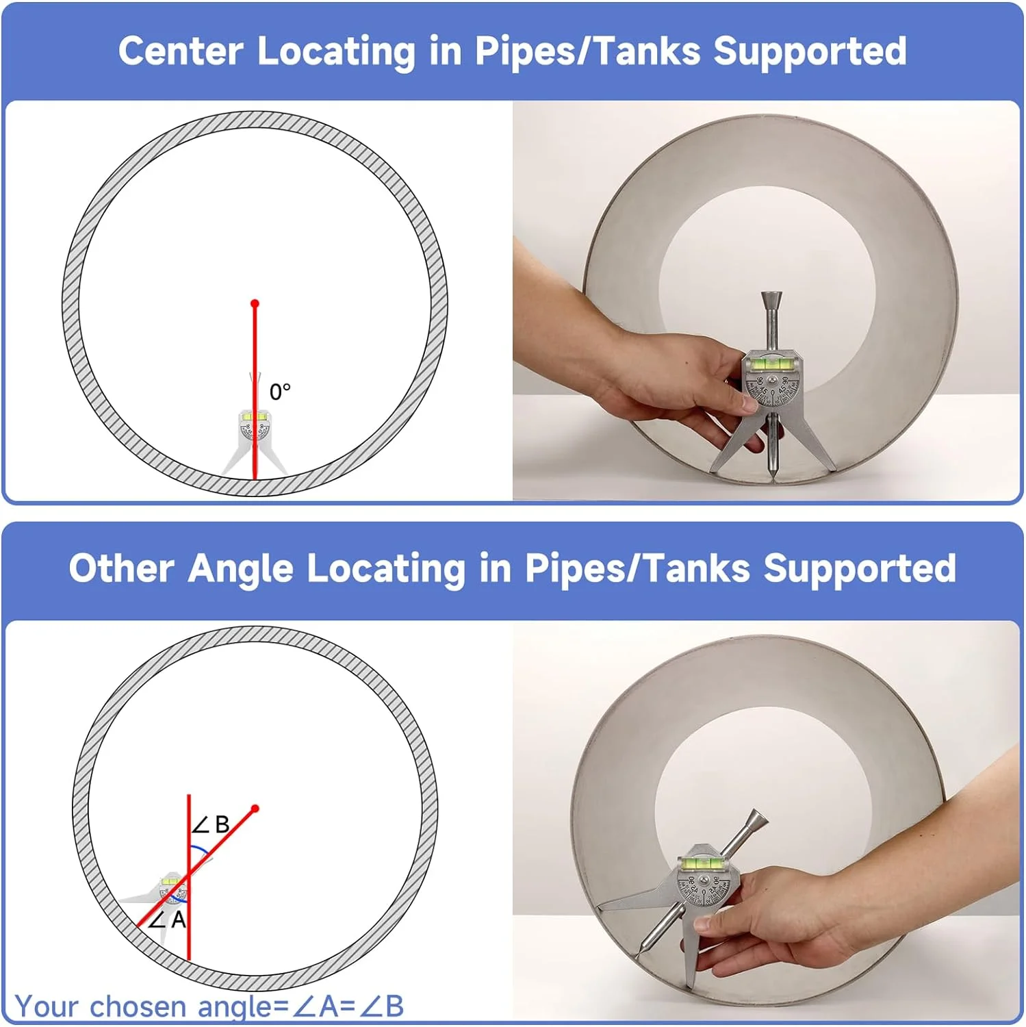 Manual Tube Marker Centering Tool Safety Pipe Center Finder Y-Type 4 Inch Safety Pipe Marker Centering Head Tool 4