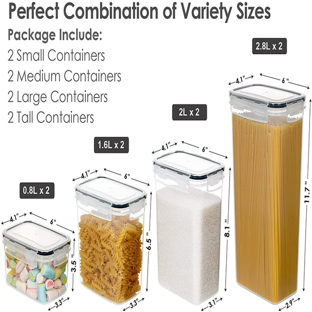 Food Storage Containers Set, Kitchen Pantry Organization and Storage with  Easy Lock Lids, 8 Pieces Food