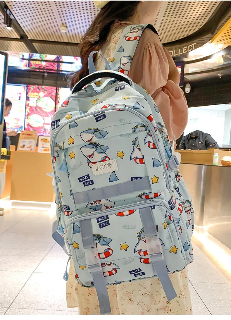 حقيبة ظهر مطبوعة لطيفة للطلاب، حقيبة مدرسية خفيفة الوزن ذات سعة كبيرة، حقيبة ظهر واسعة للجامعة والمدرسة الثانوية