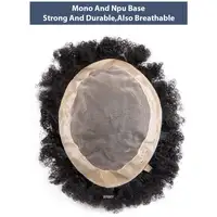 Afro Toupee For Men 6" Curly Wig Mono Male Hair Prosthesis 100% Natural Human Hair Men's Wigs Capillary Replacement System Unit 2