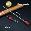 Cigar Draw Enhancer Tool Portable Dredge Drilled Stainless Steel Cuba Cigar Punch Cutter Sharp Cigar Needles Smoking Accessories 2