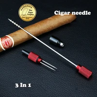 Cigar Draw Enhancer Tool Portable Dredge Drilled Stainless Steel Cuba Cigar Punch Cutter Sharp Cigar Needles Smoking Accessories 2
