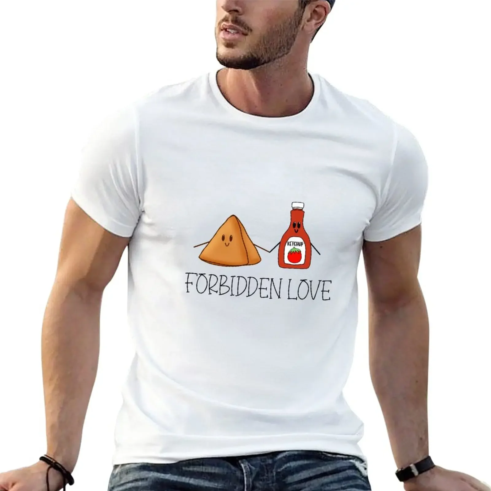 T-Shirt Samosa E Ketchup Plus Size Top Sweat Manica Corta Tee Abbigliamento Uomo