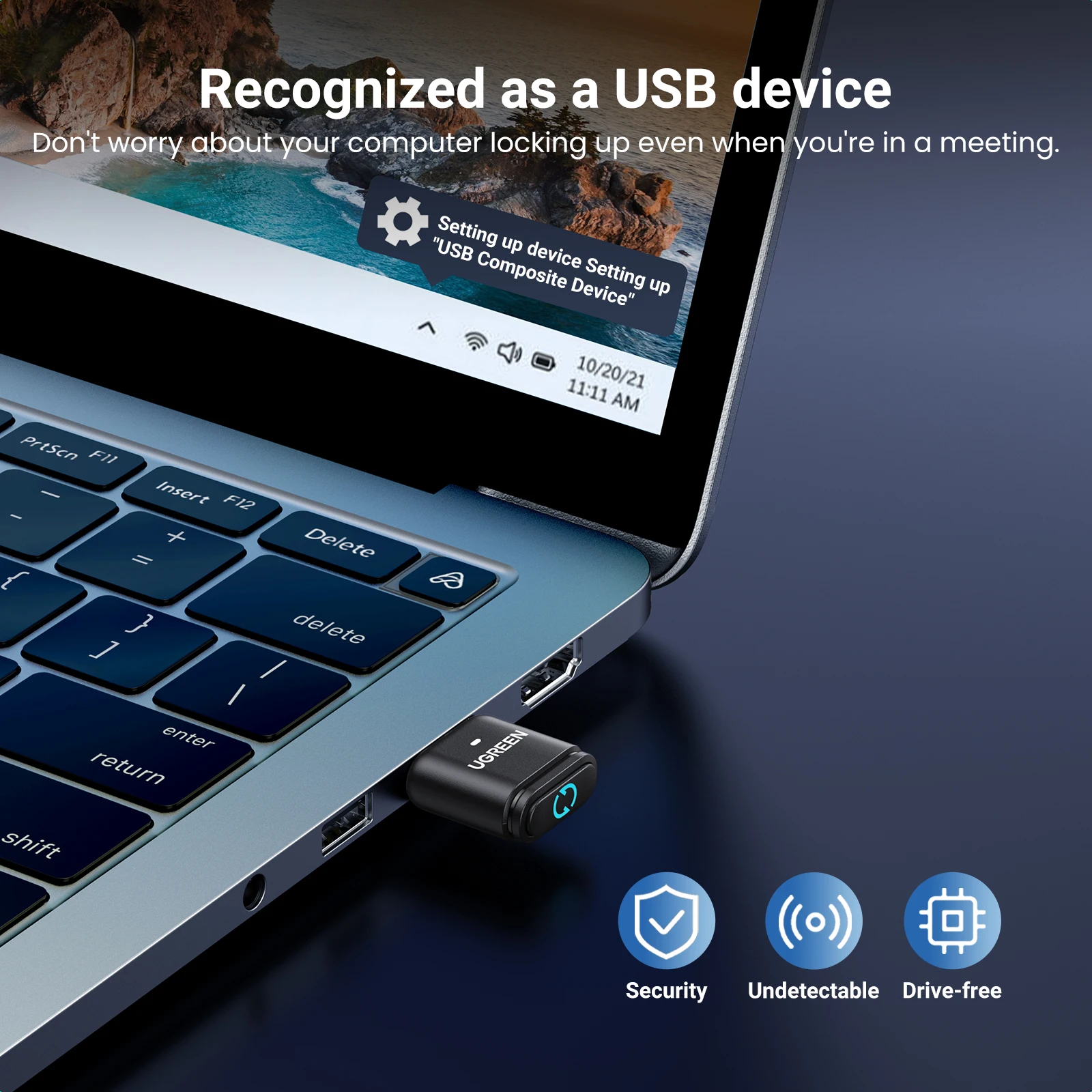Wireless USB Adapter Mouse Jiggler USB Wireless Bluetooth Dongle Adapter Mouse Mover with Switch Button Shaker 2 Jiggle Modes Keep PC Awake