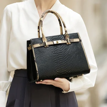 ZOOLER Hot Brand 100% Genuine Leather Single Shoulder Bag Business Women Black Animal Pattern Purses High End Totes#YC350 1