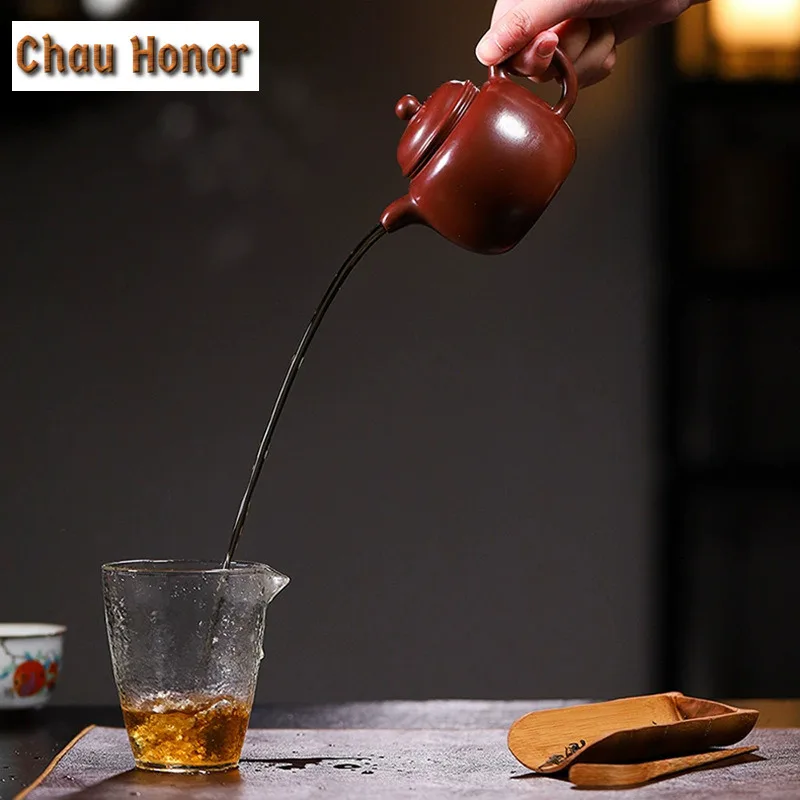 230ml Vintage Yixing Purple Clay Teapots Handmade Pot Raw Ore Purple Zhu Mud Tea Soaking Kettle With Filter Chinese Zisha Teaset