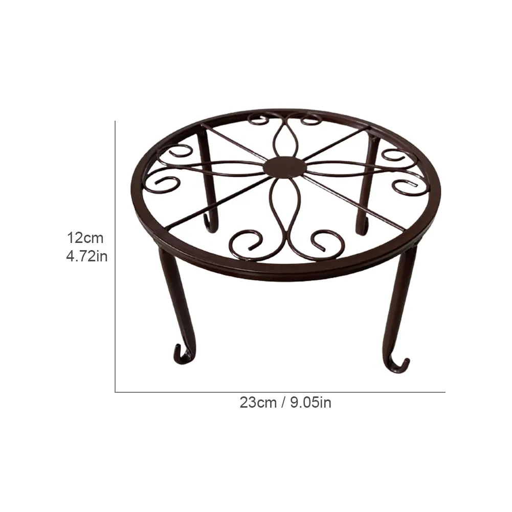 Round Succulent Retro Iron Flower Pot Stool Plant Stand Home Decor Table Holder Durable Indoor Outdoor Garden Rustproof Balcony