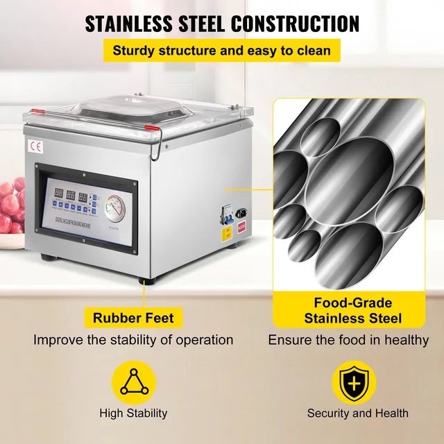 SucceBuy DZ-260C Chamber Vacuum Sealer Kitchen Food Packing Sealing Machine 110V Packaging for Food Saver Home Commercial Using 5