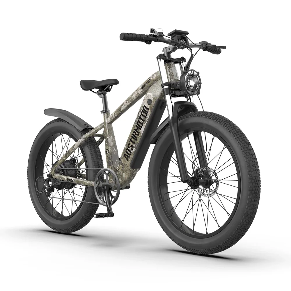 26 inch Fat Tire Mountain Dirt Electric Bicycle 1000W 52V 20Ah Suspension Ebike maximum speed 50KM/H with Hydraulic brake