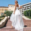 Customized One Shoulder Wedding Dress A Line High Low 2023 Bridal Gown Lace Up Back Sweep Train Simple Unique Vestidos De Novia 2