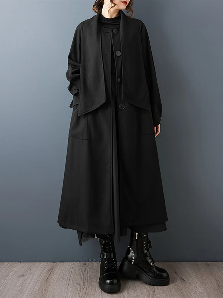 Oversized Wool Long Coat For Women New Casual Loose Vintage Fashion Jackets Outerwear Clothes Spring Autumn Winter 2025