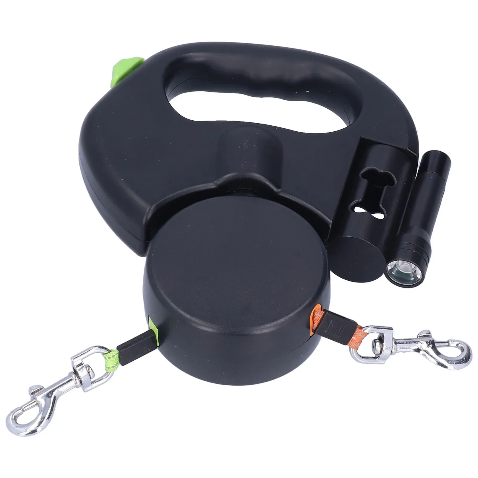 laisse rétractable pour chien 3m avec lampe et distributeur de sacs