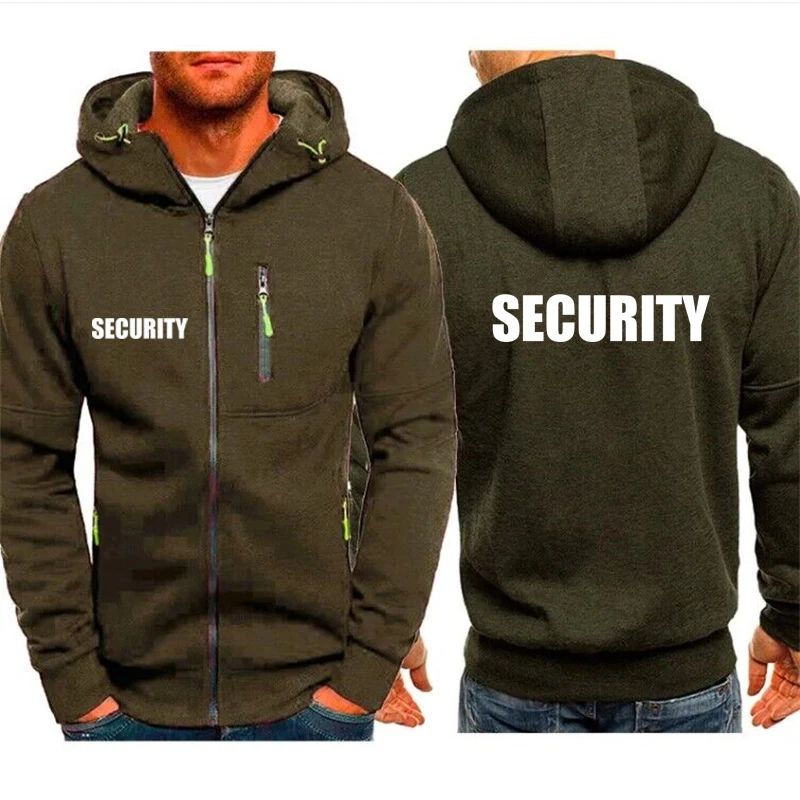 Hoodies Men Jacket Security Uniform Print Casual HipHop Harajuku Hooded Sweatshirts Mens Zipper Jacket Man Hoody Clothing 6