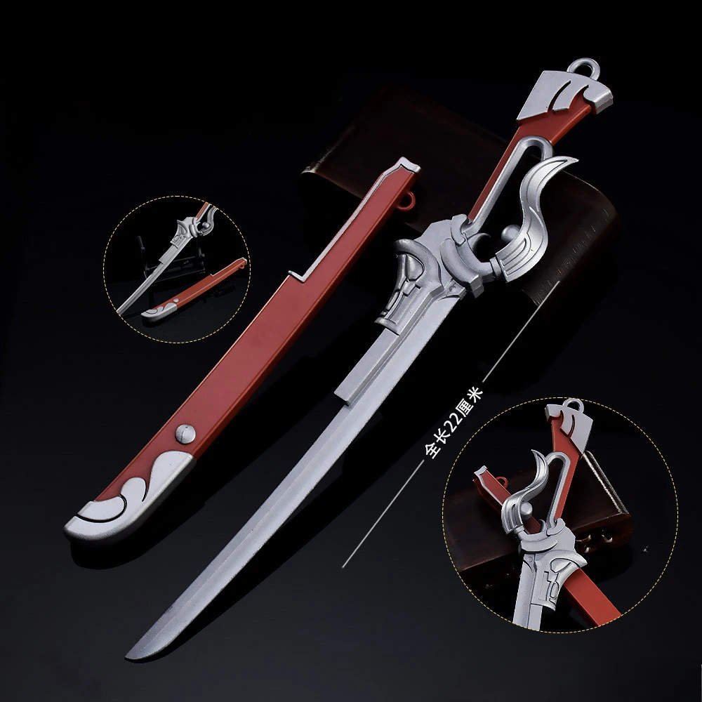 22cm Yasuo Flurry Wind Sword Western Cowboy Katana Lol Game Peripheral Cosplay Prop Mteal Ninja Samurai Knife Boys Toys Gift 2