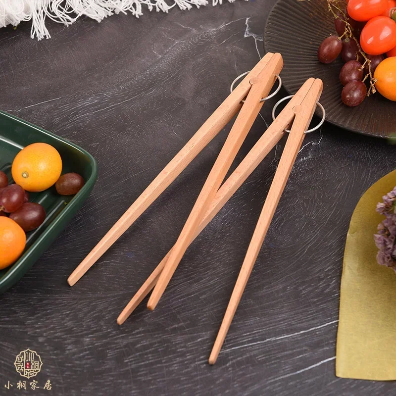 Wooden Food Tongs Anti-Scald Steak BBQ Bread Clips Kitchenware et Salad Pasta Clamps Home Novel Kitchen Accessories
