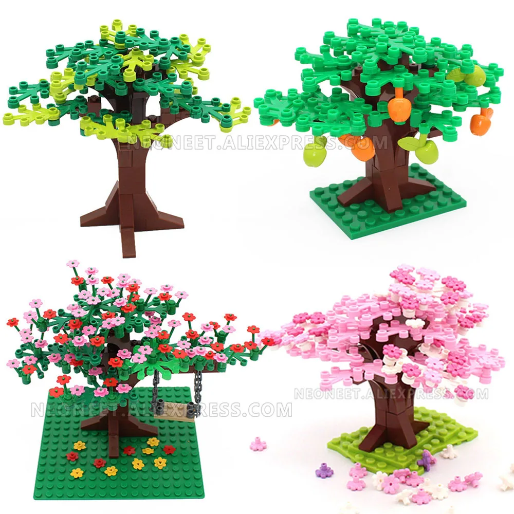 

Tree Sakura Flower Green Bush Home Plants DIY Garden Building Blocks Toy Botany City MOC Accessories Parts Brick