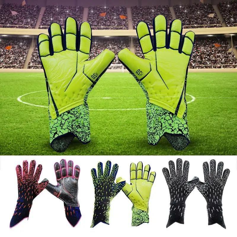 Size 6-10 Latex Football Goalkeeper Gloves Kids Thickened Football  Professional Adults Teenager Goalkeeper Soccer Goalie Gloves
