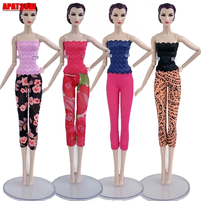 Roupas de boneca com estilo misto colorido 3 tamanhos, para boneca barbie,  calções de renda, legging, roupas para bonecas barbie, acessórios de boneca