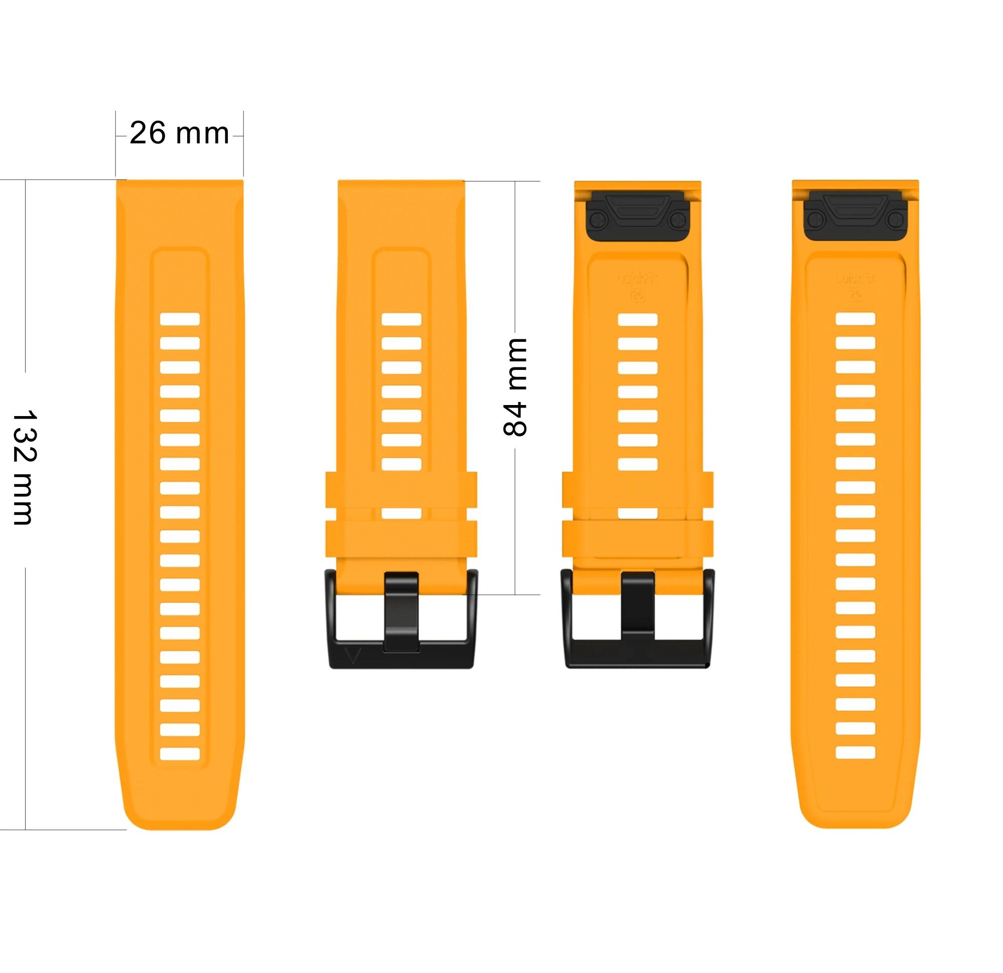 Premium 26mm Silicone Sport Watch Band - Versatile Fit