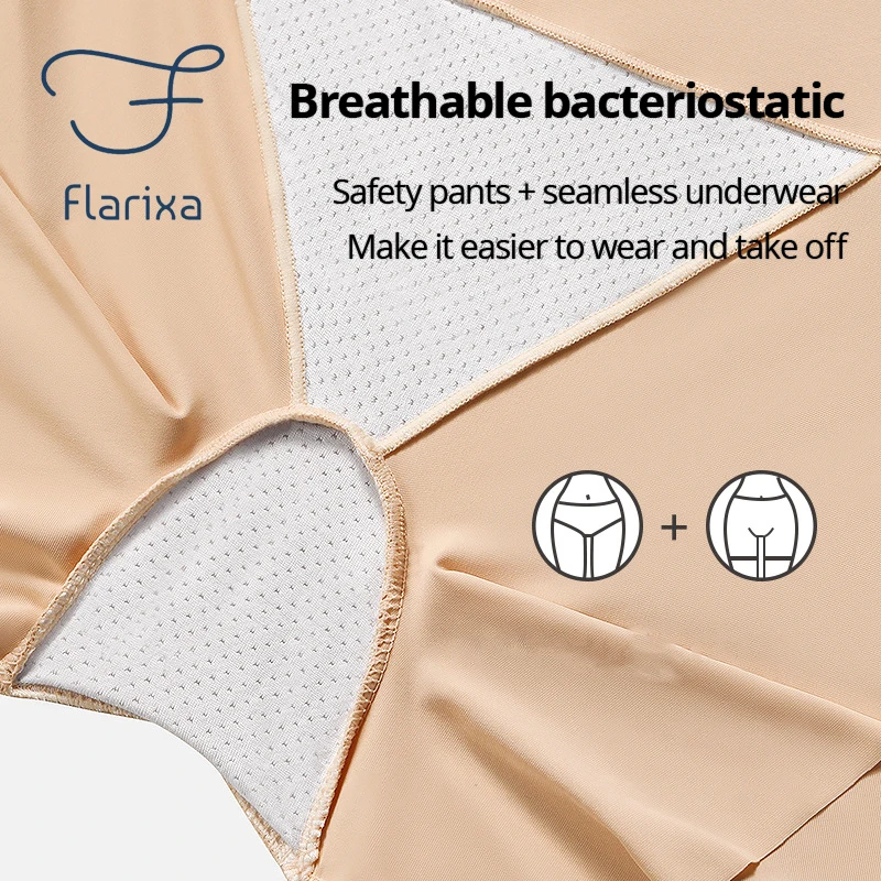 Flarixa High Waist Ice Silk Safety Pants Protective Shorts Under the Skirt Breathable Underpants Ladies Boxers Boyshort Panties