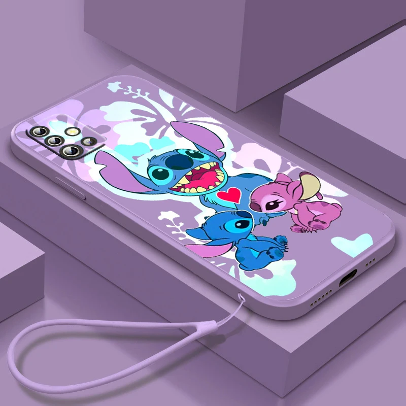 Stitch Lilo Cute Angel Phone Case Per Samsung Galaxy A73 A53 A33 A52 A32 A22 A71 A51 A21S A03S 4G 5G Liquid Rope Cover Fundas
