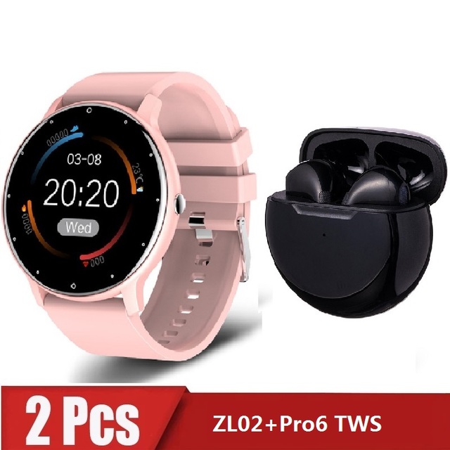 zl02 Pro6 TWS Smart Watch Men's Full Touch Screen Sports Fitness Watch IP67 Waterproof Bluetooth for Android ios