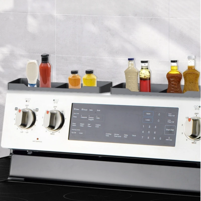 Spice Rack Magnetic Stove top Shelf Over the Stove Spice Rack for Kitchen Shelves Silicone Shelf Organizer Seasoning Organizer 5