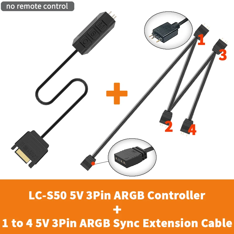 ตัวเลือกสินค้า SATA Extension Cable Light Controller พร้อม Remote Control สำหรับ PC และพัดลม