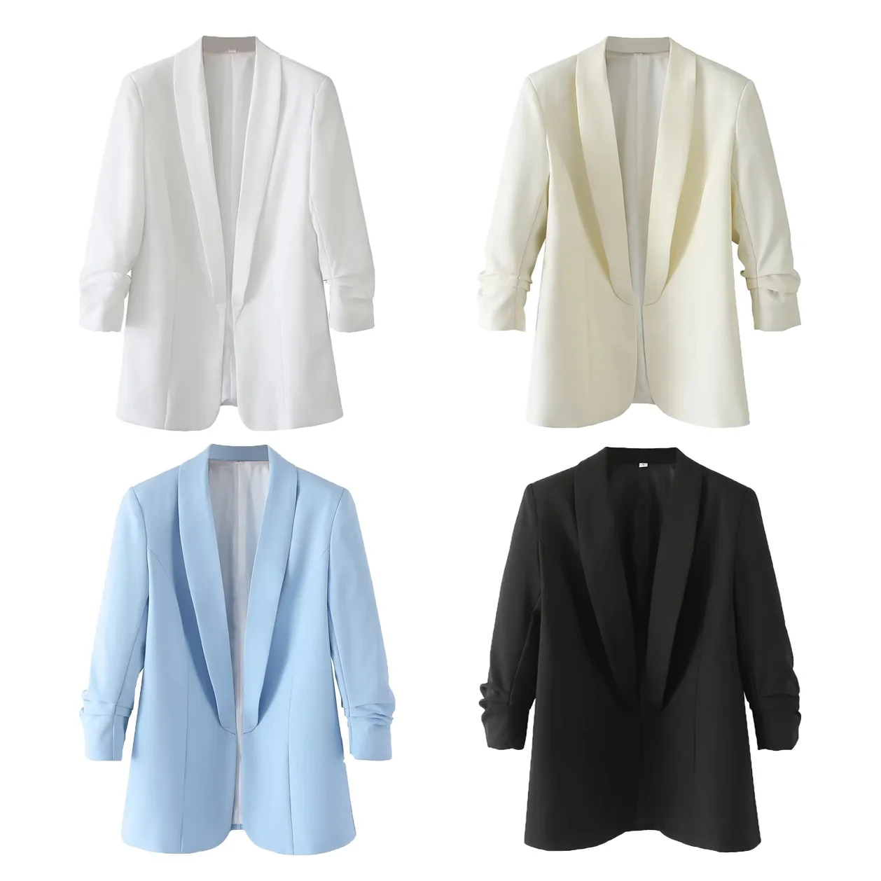 

Spring 2023 New Women's casual curled sleeve lapel small Blazer blouse