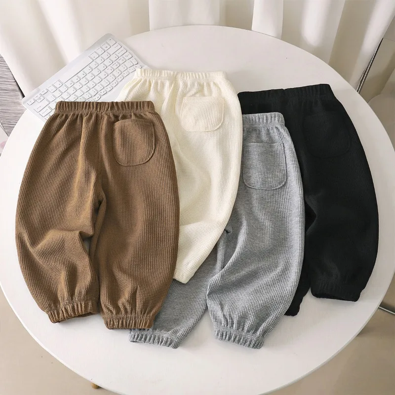 솔리드 컬러 소년 소녀 바지 캐주얼 베이비 키즈 루즈 하렘 바지 소녀 통기성 바지 어린이 바지 의류 소녀 스웨트팬츠