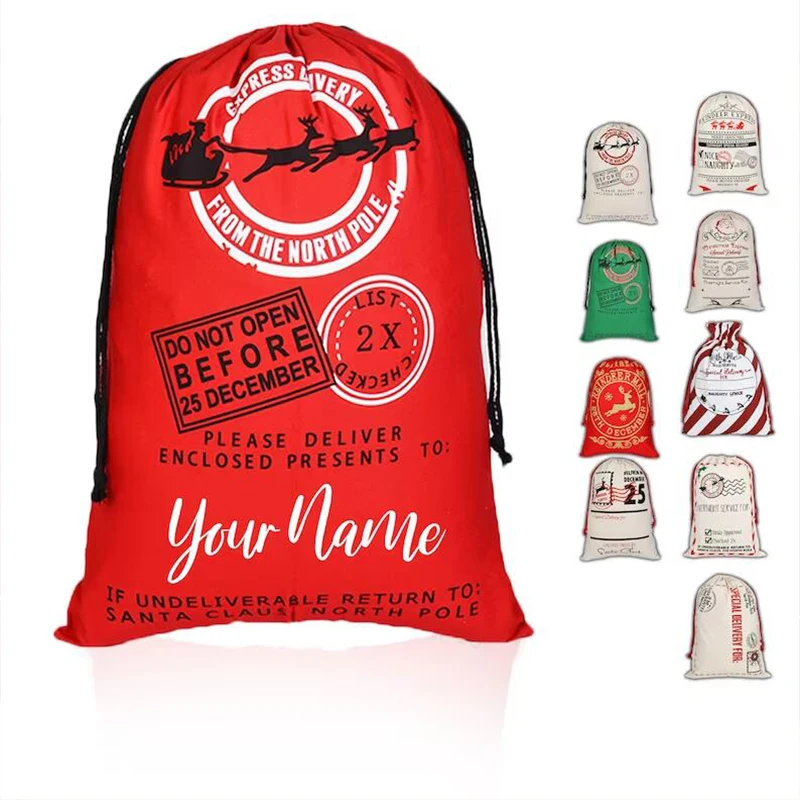 Christmas Gift Bags Santa Sacks Personalized Children Gifts Toys Drawstring 38 Styles