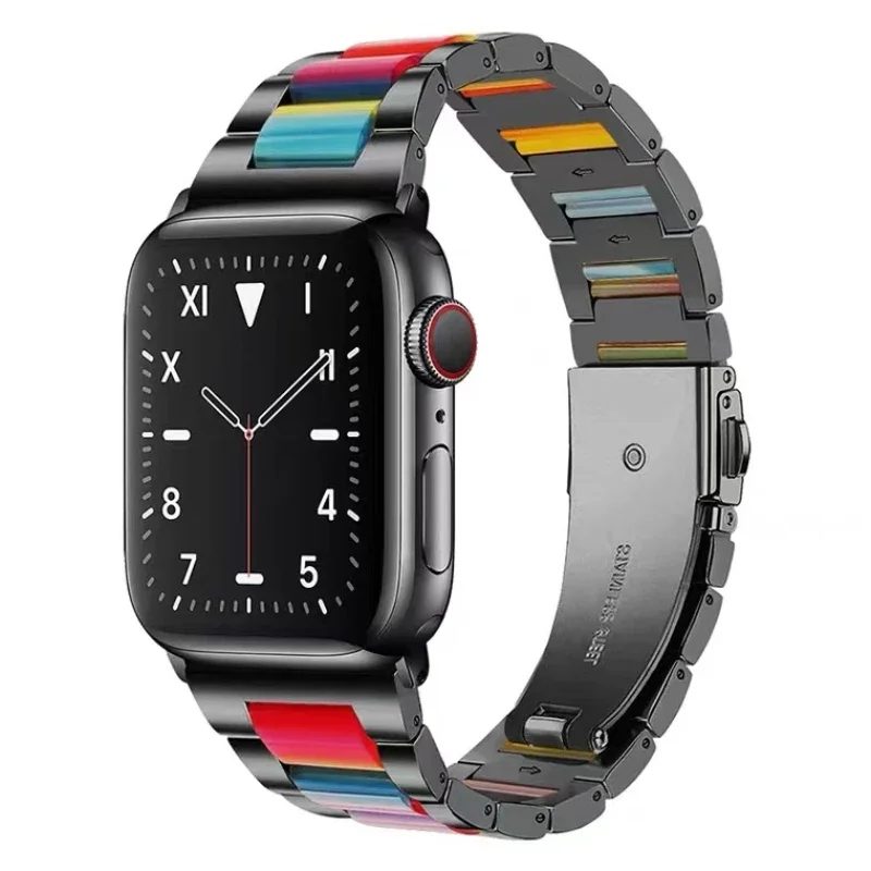 Metal+Resin Strap For Apple watch 49mm 45mm 41mm 44mm Women Diamond Bracelet Band iWatch Ultra 8 7 6 5 4 SE 40mm 42mm 38mm Belt