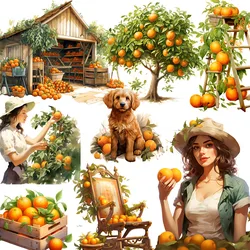 12Pcs/Pack Orange Orchard Sticker DIY Craft Scrapbooking Album Junk Journal Decorative Stickers